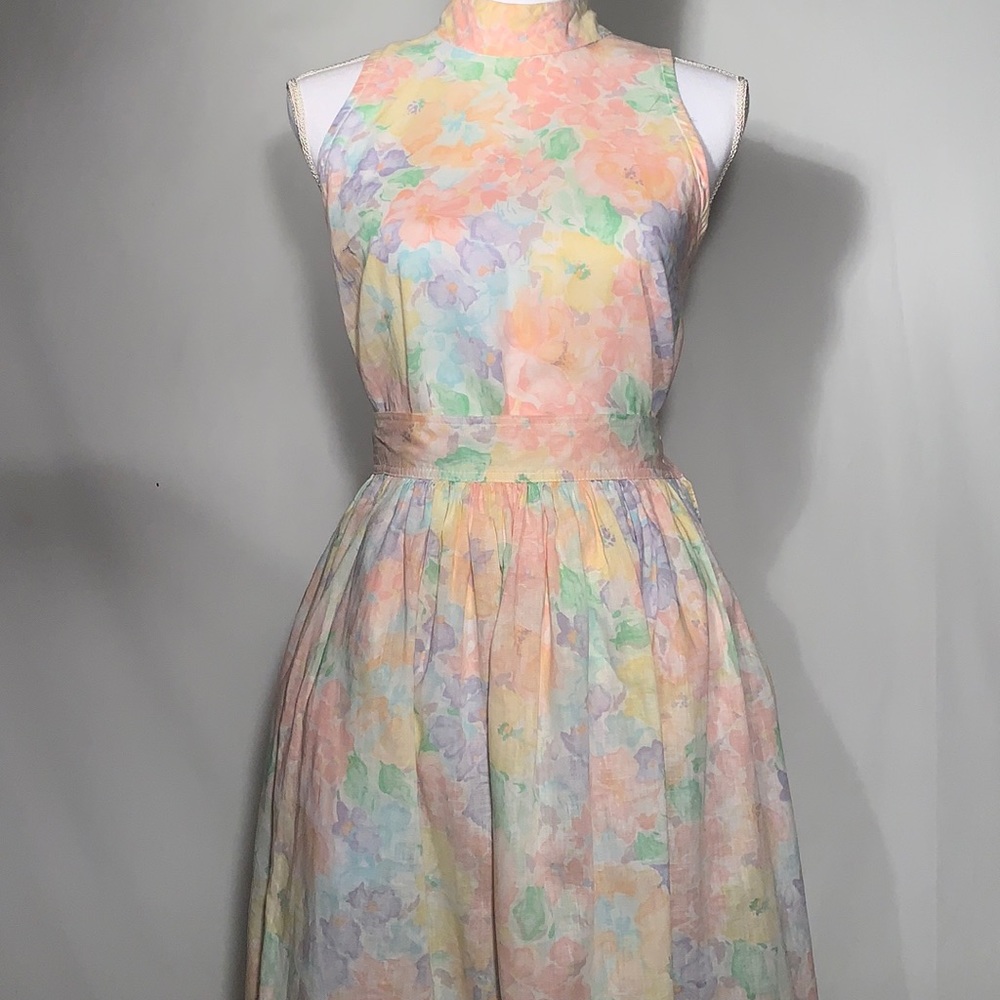 Calvin Klein cotton/linen two-piece pastel sleeveless top & midi skirt
